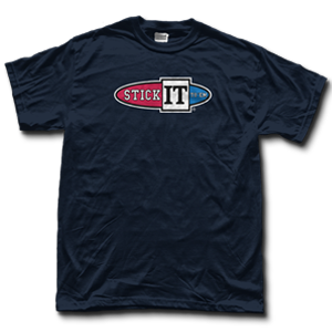 red white and blue logo tee
